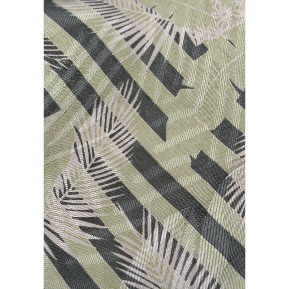 TOMMY BAHAMA Tie Men's 100% Silk Green Beige Floral Trees Leaves Strips GUC - Picture 2 of 8